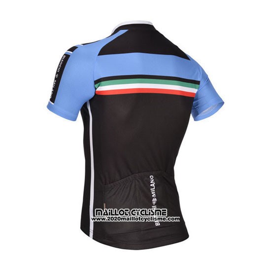 2014 Maillot Ciclismo Bianchi Noir et Bleu Manches Courtes et Cuissard
