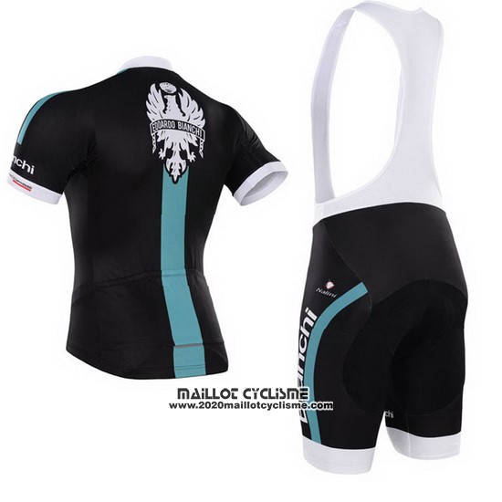 2014 Maillot Ciclismo Bianchi Noir et Vert Manches Courtes et Cuissard