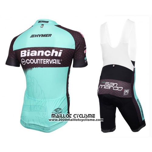 2016 Maillot Ciclismo Bianchi MTB Bleu Clair et Noir Manches Courtes et Cuissard