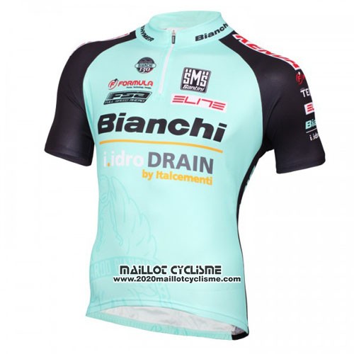 2016 Maillot Ciclismo Bianchi MTB Noir et Bleu Clair Manches Courtes et Cuissard
