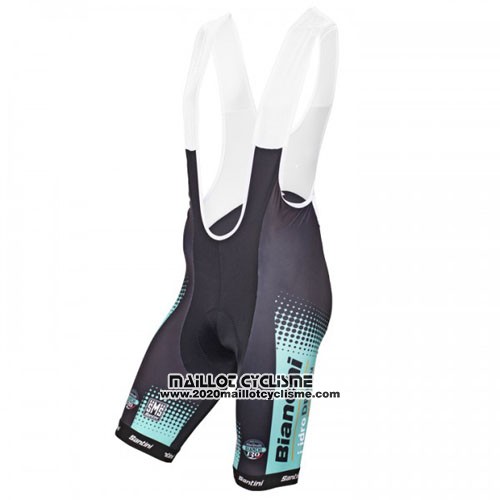 2016 Maillot Ciclismo Bianchi MTB Noir et Bleu Clair Manches Courtes et Cuissard