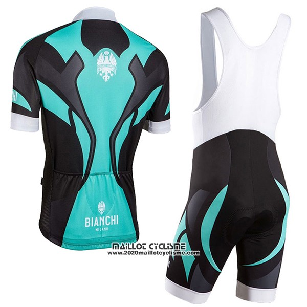 2016 Maillot Ciclismo Bianchi Noir et Azur Manches Courtes et Cuissard