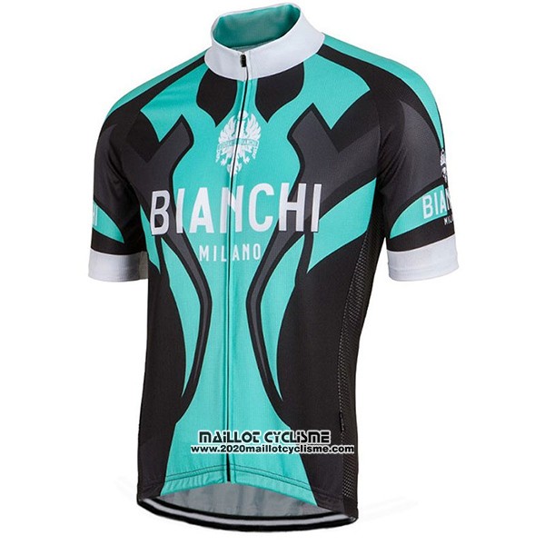 2016 Maillot Ciclismo Bianchi Noir et Azur Manches Courtes et Cuissard