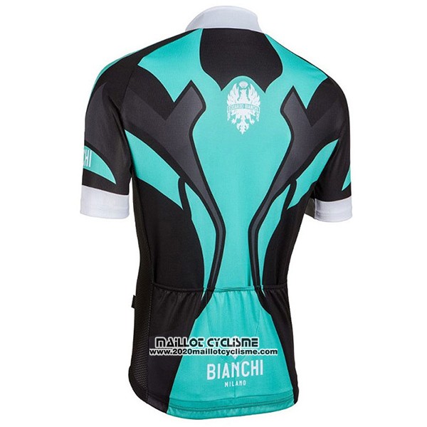 2016 Maillot Ciclismo Bianchi Noir et Azur Manches Courtes et Cuissard