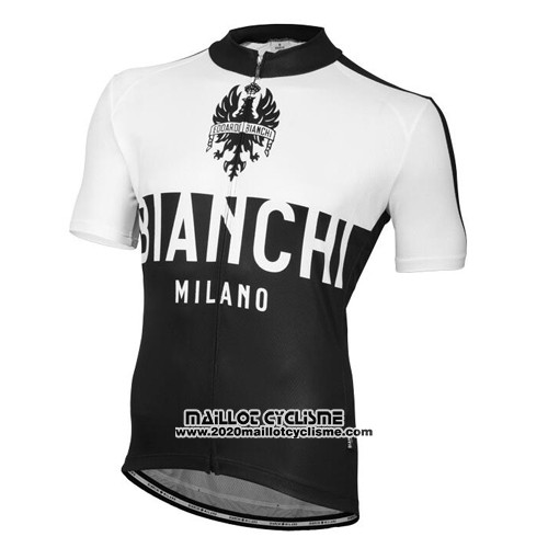 2016 Maillot Ciclismo Bianchi Noir et Blanc Manches Courtes et Cuissard