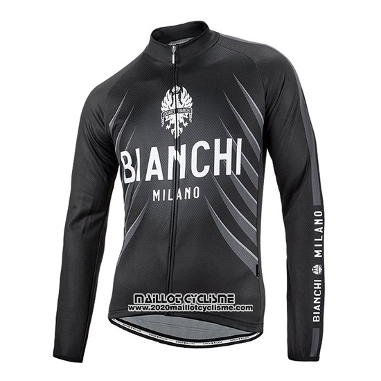 2016 Maillot Ciclismo Bianchi Noir et Blanc Manches Longues et Cuissard