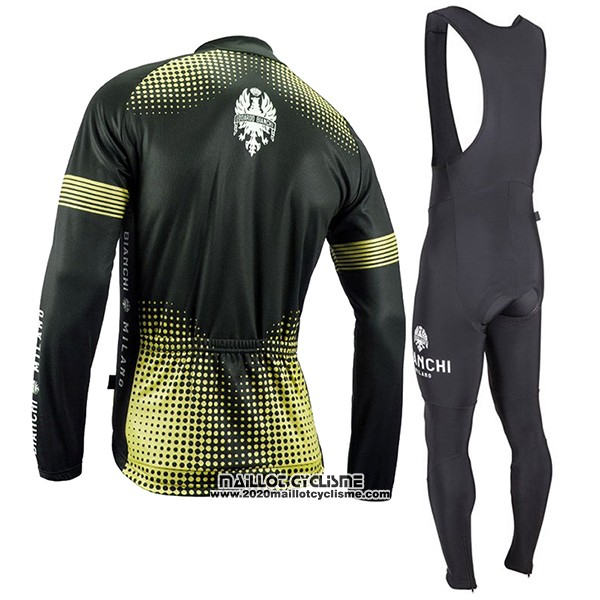 2017 Maillot Ciclismo Bianchi Milano Ml Noir et Jaune Manches Longues et Cuissard
