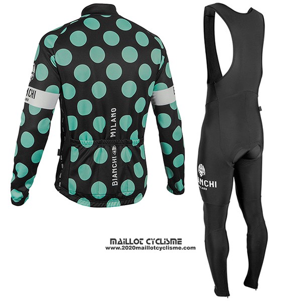 2017 Maillot Ciclismo Bianchi Milano Ml Noir et Vert Manches Longues et Cuissard