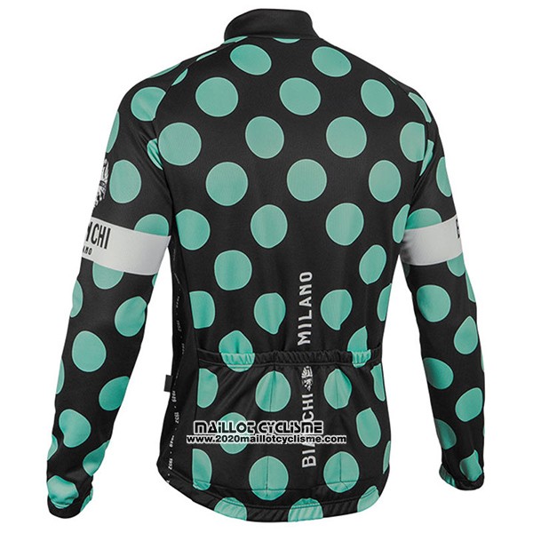 2017 Maillot Ciclismo Bianchi Milano Ml Noir et Vert Manches Longues et Cuissard