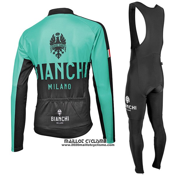 2017 Maillot Ciclismo Bianchi Milano Ml Vert et Noir Manches Longues et Cuissard