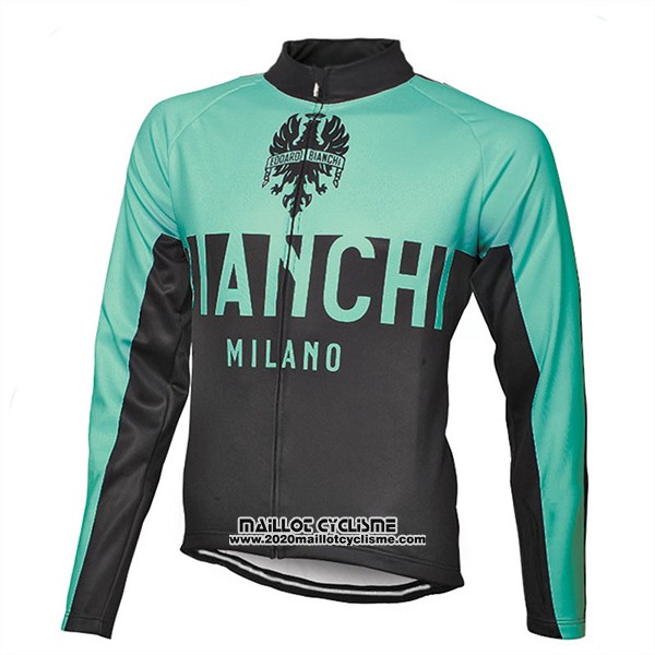 2017 Maillot Ciclismo Bianchi Milano Ml Vert et Noir Manches Longues et Cuissard