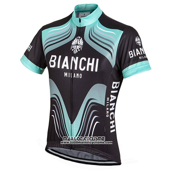 2017 Maillot Ciclismo Bianchi Milano Noir et Vert Manches Courtes et Cuissard