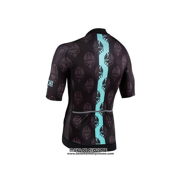 2020 Maillot Ciclismo Bianchi Noir Bleu Manches Courtes et Cuissard
