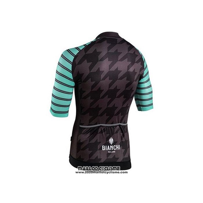2020 Maillot Ciclismo Bianchi Noir Vert Blanc Manches Courtes et Cuissard