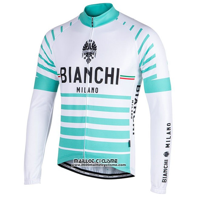 Maillot Ciclismo Bianchi Milano Nalles Bleu Clair Blanc Manches Longues et Cuissard