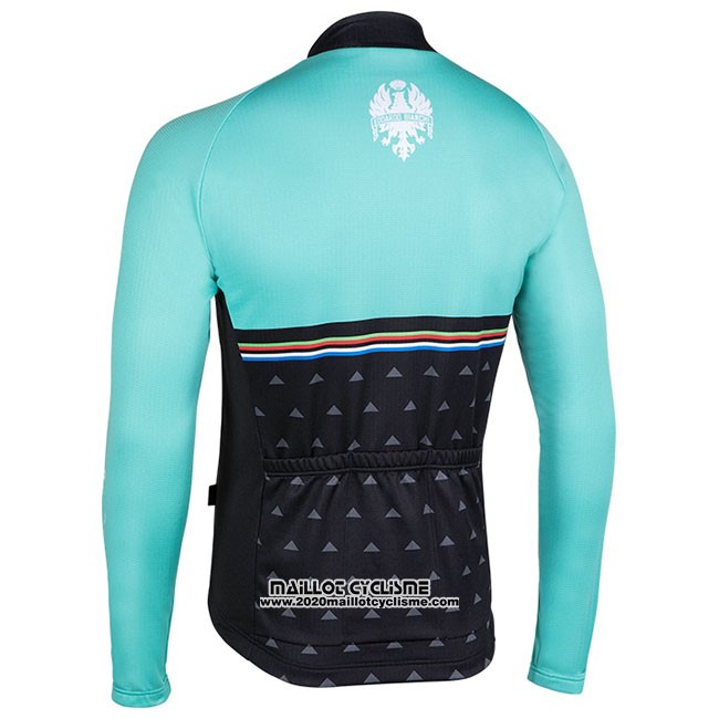 Maillot Ciclismo Bianchi Milano Nalles Bleu Clair Noir Manches Longues et Cuissard