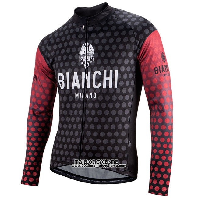 Maillot Ciclismo Bianchi Milano Petroso Noir Rouge Manches Longues et Cuissard