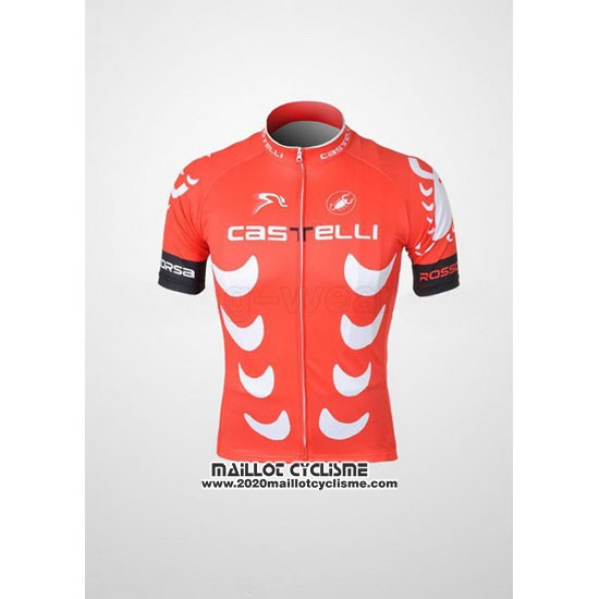 2010 Maillot Ciclismo Castelli Blanc et Rouge Manches Courtes et Cuissard