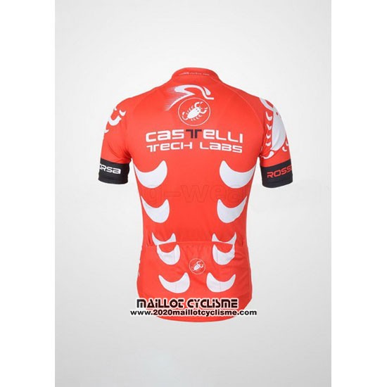 2010 Maillot Ciclismo Castelli Blanc et Rouge Manches Courtes et Cuissard