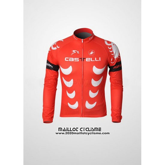 2010 Maillot Ciclismo Castelli Blanc et Rouge Manches Longues et Cuissard