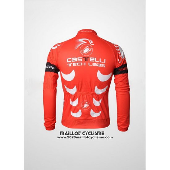 2010 Maillot Ciclismo Castelli Blanc et Rouge Manches Longues et Cuissard