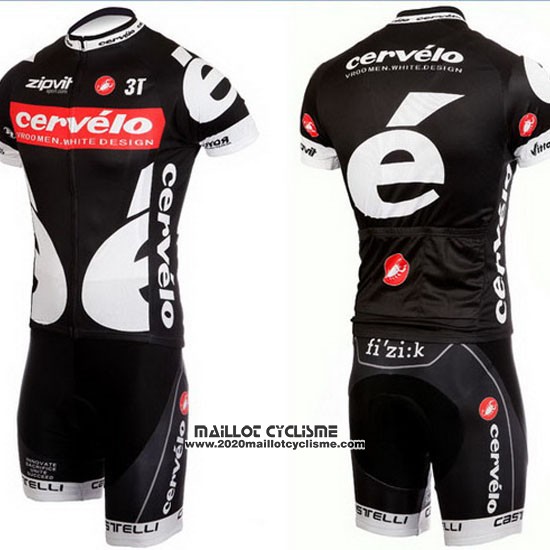 2010 Maillot Ciclismo Castelli Cervelo Blanc et Noir Manches Courtes et Cuissard