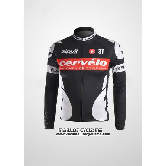 2010 Maillot Ciclismo Castelli Cervelo Blanc et Noir Manches Longues et Cuissard