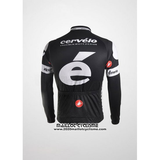 2010 Maillot Ciclismo Castelli Cervelo Blanc et Noir Manches Longues et Cuissard