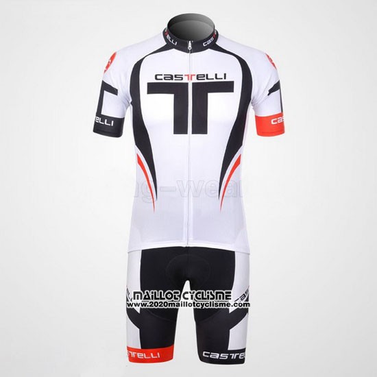 2011 Maillot Ciclismo Castelli Blanc Manches Courtes et Cuissard