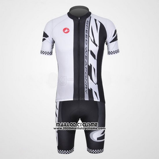 2011 Maillot Ciclismo Castelli Blanc et Noir Manches Courtes et Cuissard