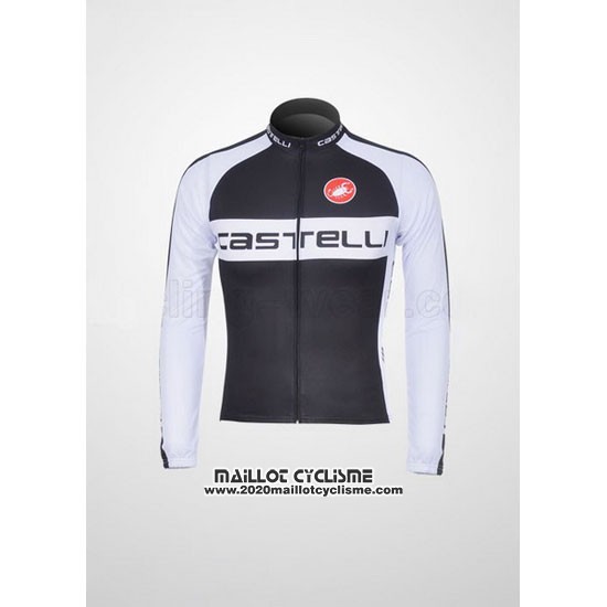 2011 Maillot Ciclismo Castelli Blanc et Noir Manches Longues et Cuissard