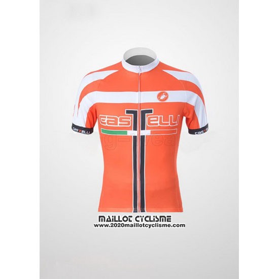 2011 Maillot Ciclismo Castelli Blanc et Orange Manches Courtes et Cuissard