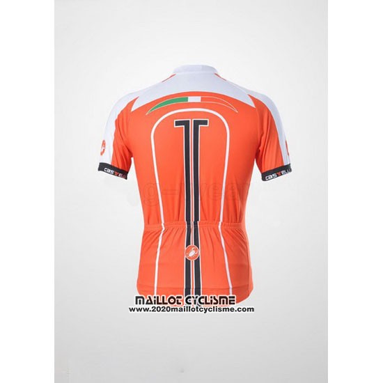2011 Maillot Ciclismo Castelli Blanc et Orange Manches Courtes et Cuissard