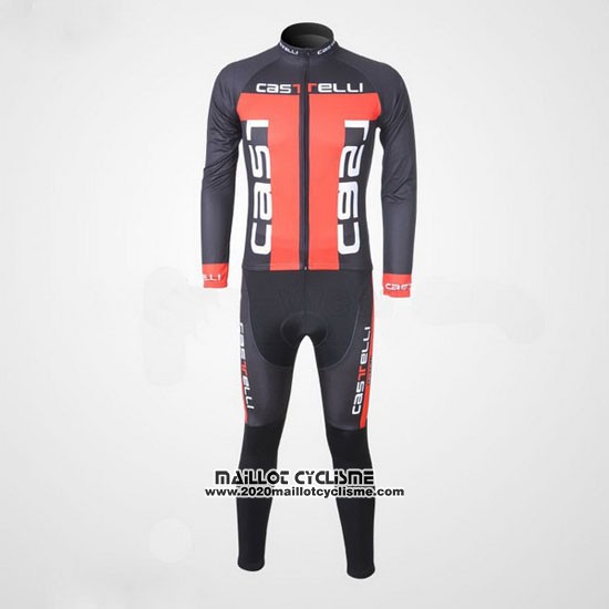 2011 Maillot Ciclismo Castelli Gris et Orange Manches Longues et Cuissard