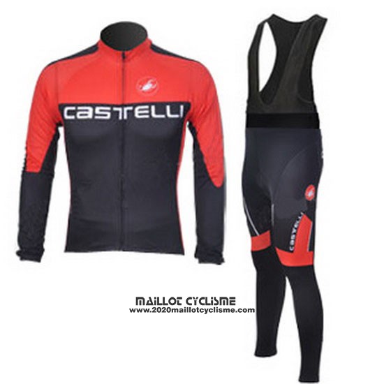 2011 Maillot Ciclismo Castelli Noir Rouge Manches Longues et Cuissard