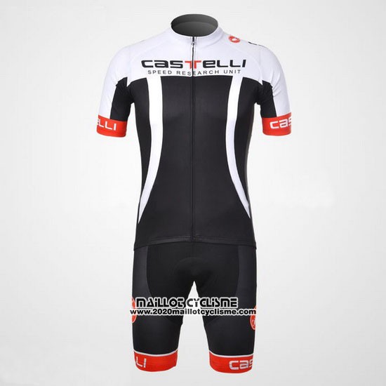 2012 Maillot Ciclismo Castelli Blanc et Noir Manches Courtes et Cuissard