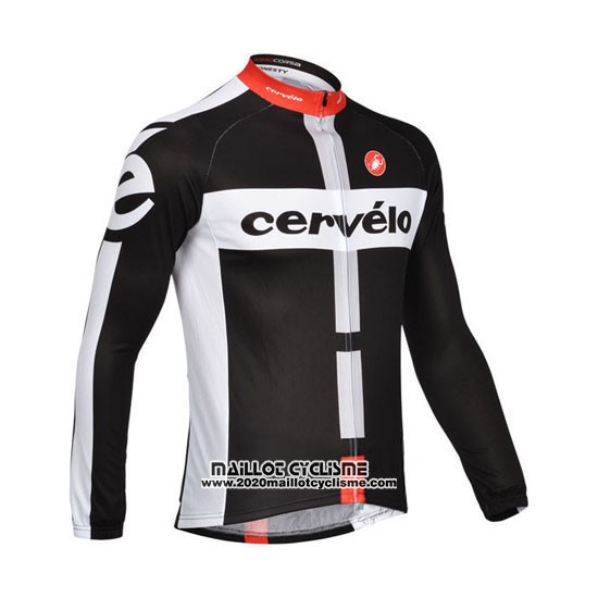 2013 Maillot Ciclismo Cervelo Blanc et Noir Manches Longues et Cuissard