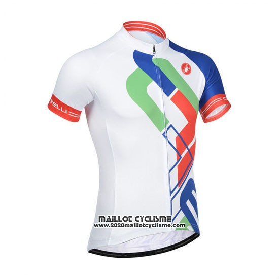 2014 Maillot Ciclismo Castelli Blanc et Bleu Manches Courtes et Cuissard