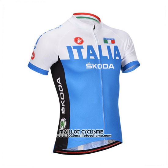 2014 Maillot Ciclismo Castelli Bleu et Blanc Manches Courtes et Cuissard