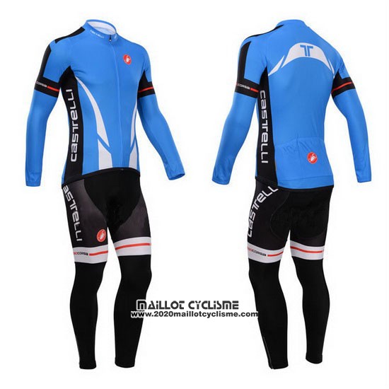2014 Maillot Ciclismo Castelli Bleu et Noir Manches Longues et Cuissard