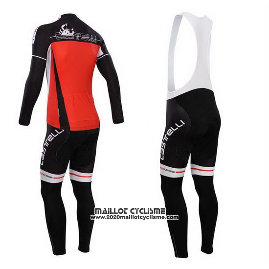 2014 Maillot Ciclismo Castelli Rouge Manches Longues et Cuissard