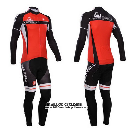 2014 Maillot Ciclismo Castelli Rouge Manches Longues et Cuissard