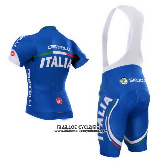 2015 Maillot Ciclismo Castelli Italie Bleu Manches Courtes et Cuissard