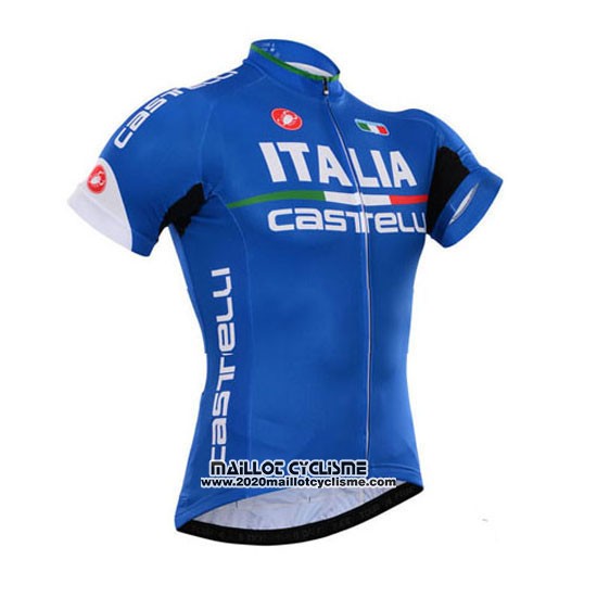 2015 Maillot Ciclismo Castelli Italie Bleu Manches Courtes et Cuissard