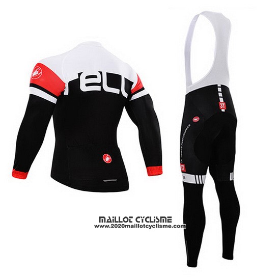 2015 Maillot Ciclismo Castelli Profond Blanc et Noir Manches Longues et Cuissard