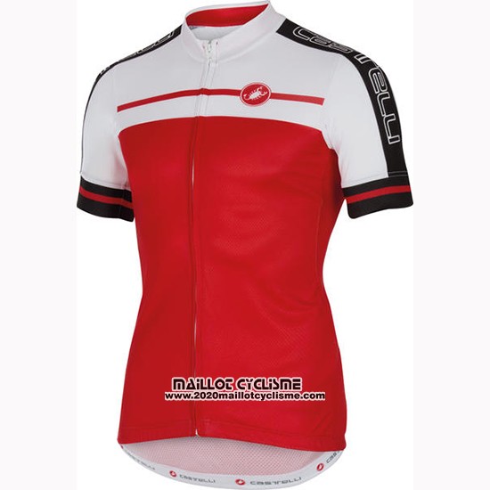 2016 Maillot Ciclismo Castelli Rouge Blanc Manches Courtes et Cuissard