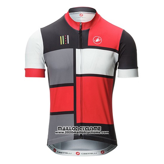 2016 Maillot Ciclismo Castelli Rouge et Noir Manches Courtes et Cuissard