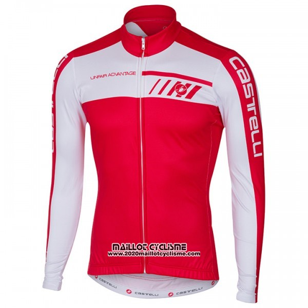 2017 Maillot Ciclismo Castelli Blanc et Rouge Manches Longues et Cuissard