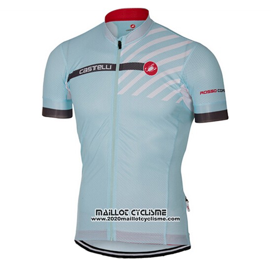 2017 Maillot Ciclismo Castelli Bleu Clair Manches Courtes et Cuissard