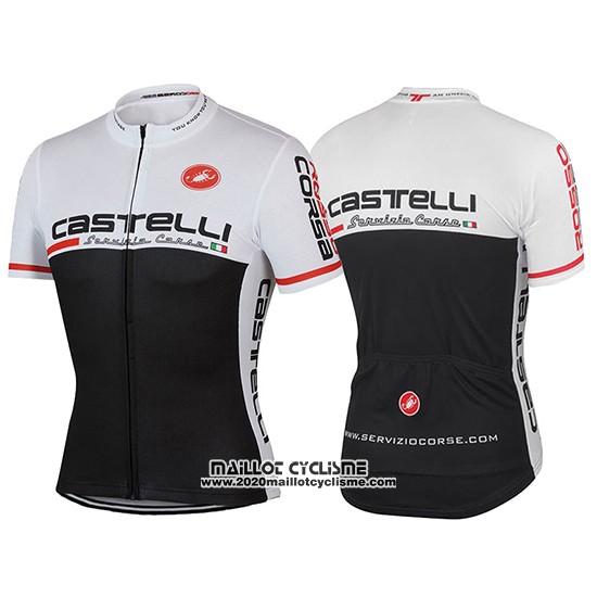 2017 Maillot Ciclismo Castelli Noir et Blanc Manches Courtes et Cuissard